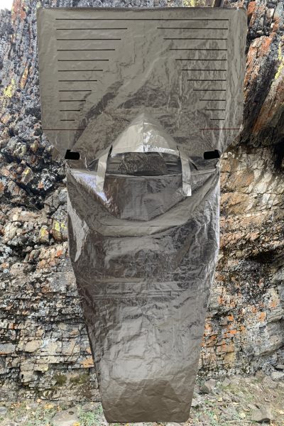 Bivy with rock background